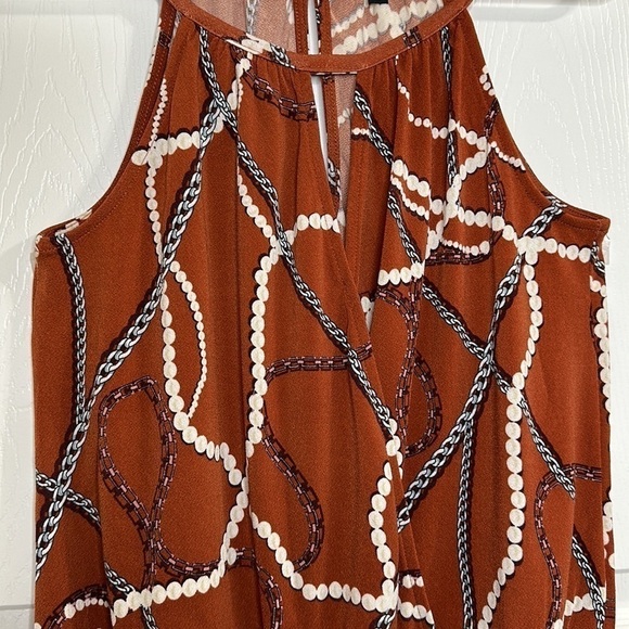 STUDIO by JPR Surplice Halter Tank with Pearls and Chains Design, Size XS - Picture 4 of 9